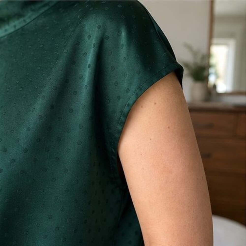 Navy Pleated Blouse - Picture 5 of 6